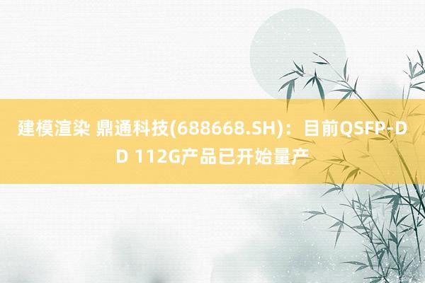 建模渲染 鼎通科技(688668.SH)：目前QSFP-DD 112G产品已开始量产