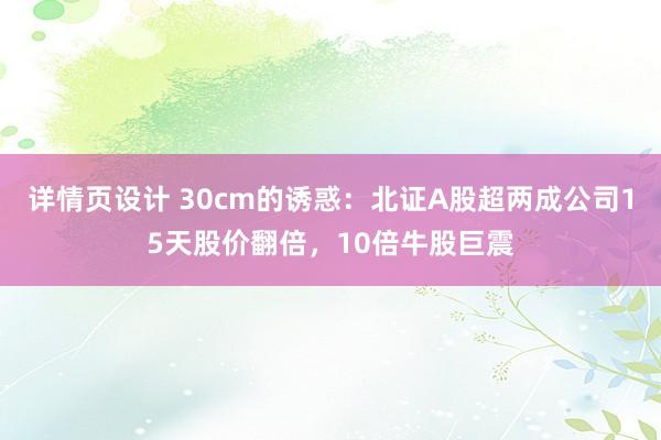 详情页设计 30cm的诱惑：北证A股超两成公司15天股价翻倍，10倍牛股巨震